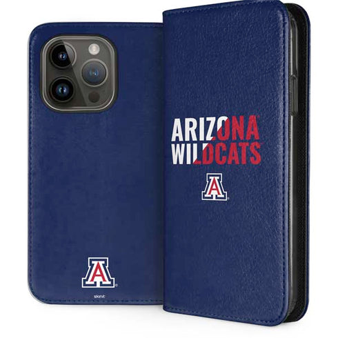University of Arizona Wildcats Logo Split Blue iPhone 15 Pro Folio Case